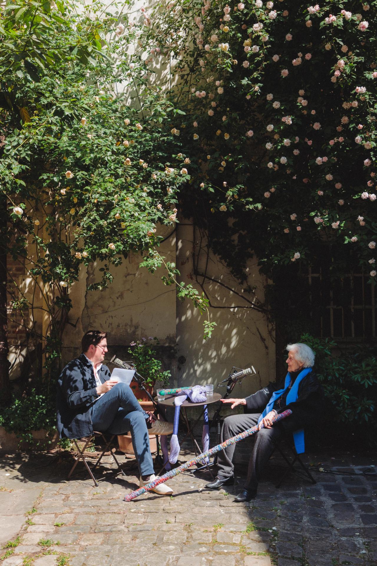 Bailey and Hicks during the recording of Ep. 153 of Time Sensitive. (Photo: Agathe Karsenti for The Slowdown)