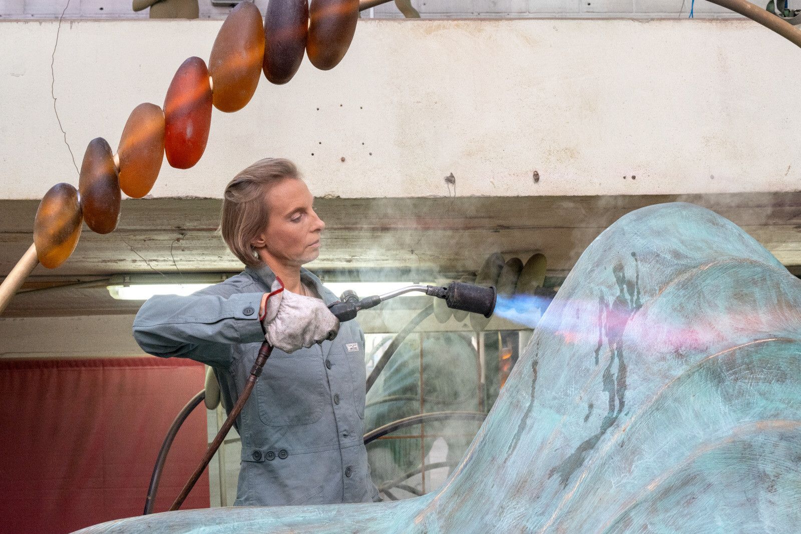 Henrot in her studio in 2025. (Photo: Nicolas Brasseur/Courtesy Camille Henrot and Hauser & Wirth)