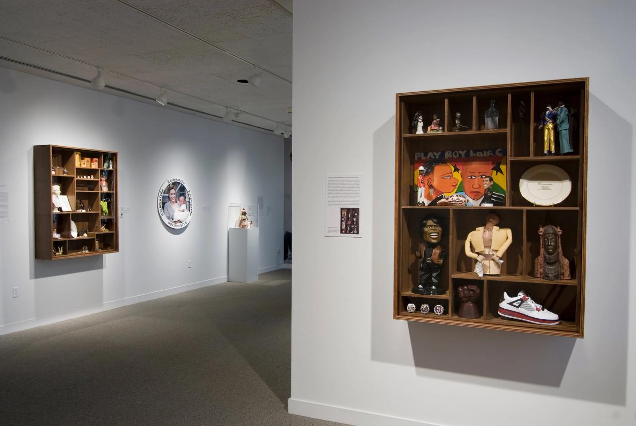 Installation view of Thomas’s show with Willie Cole, “Digging Deeper” (2009), at the Amistad Collection at the Wadsworth Atheneum Museum of Art. (Courtesy the artist)
