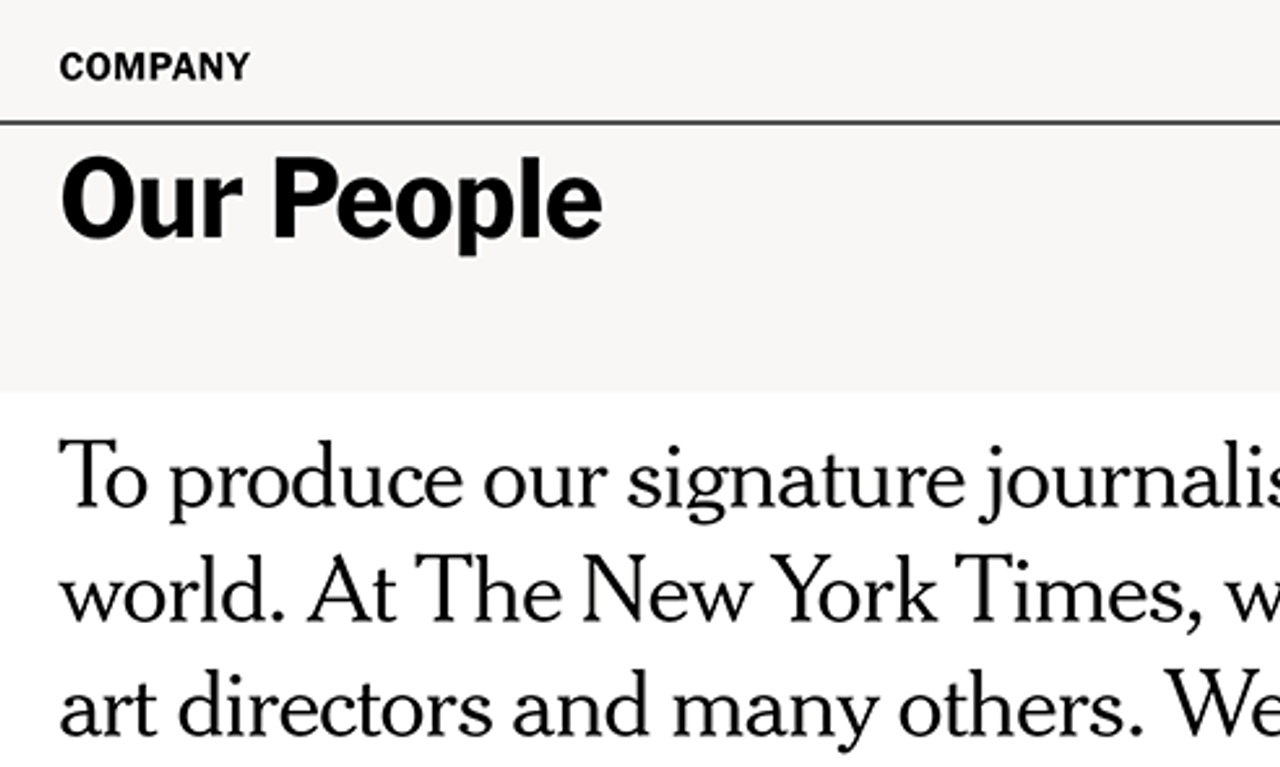 An example of the Cheltenham typeface used on The New York Times website. (Courtesy Typewolf)