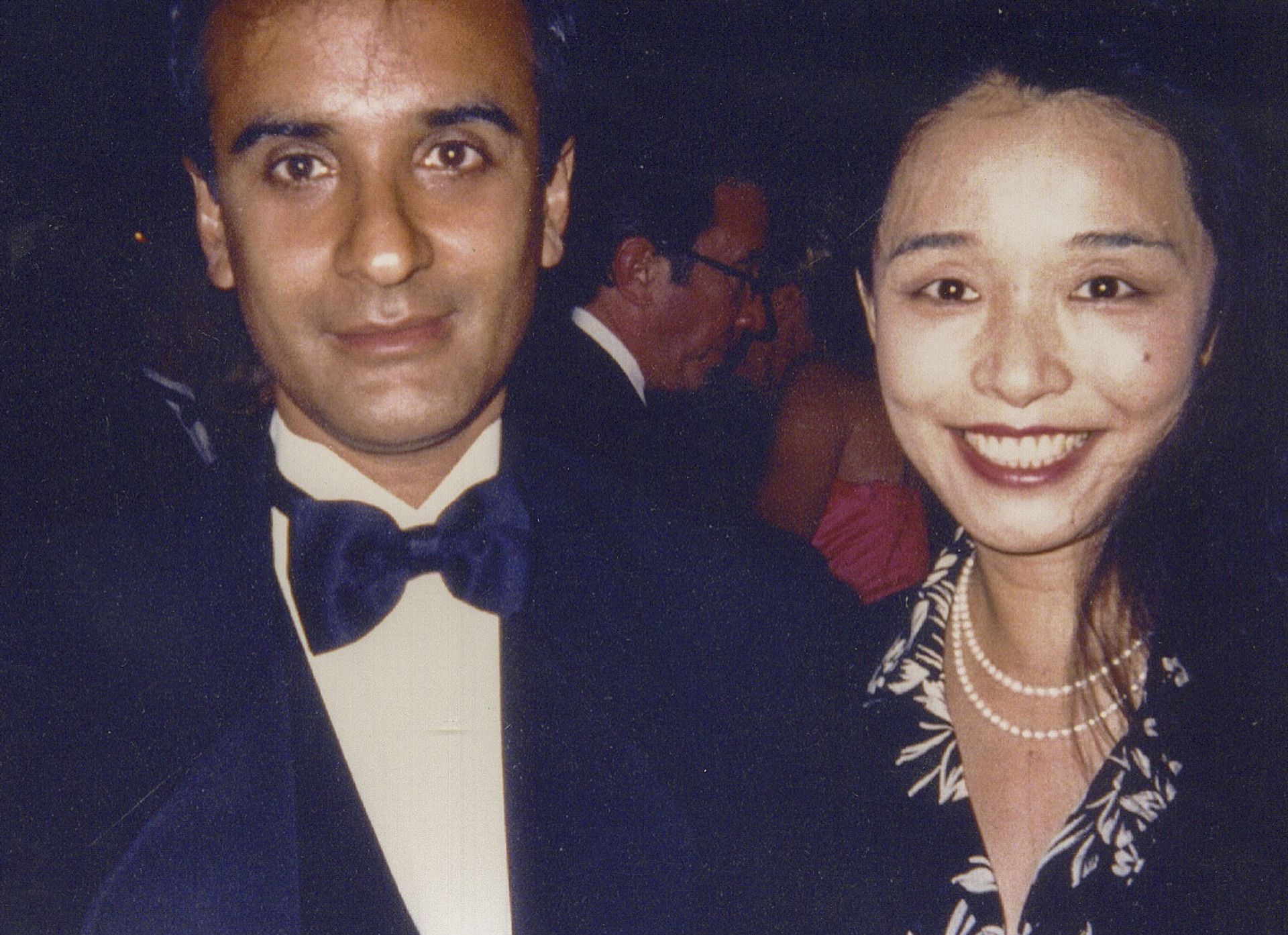 Iyer and his wife, Hiroko Takeuchi, at the Vanity Fair Oscar Party in 1988. (Courtesy Pico Iyer)