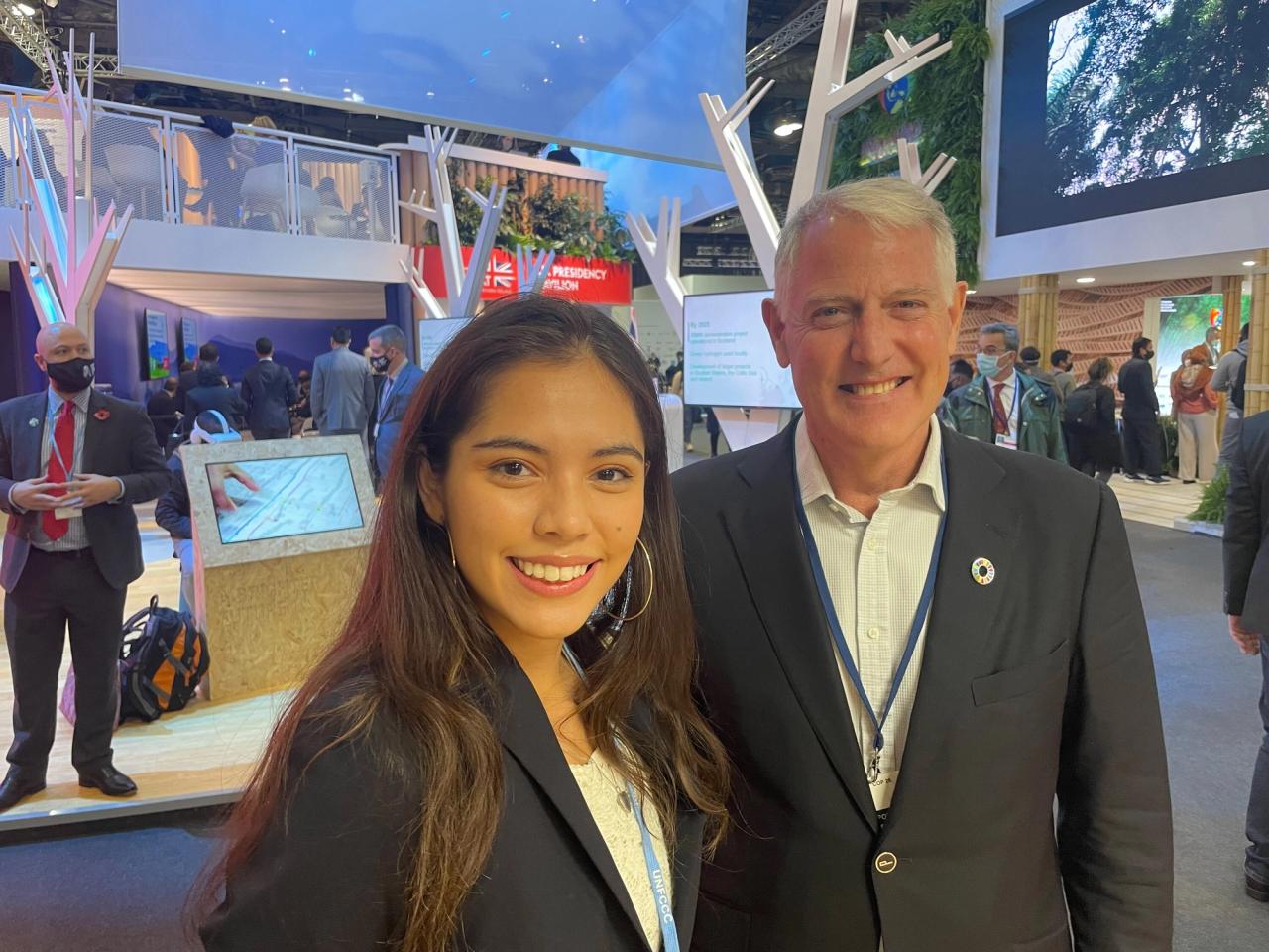 Bastida with Keith Tuffley, Citi’s Co-Head of Sustainability and Corporate Transitions, at COP26. (Courtesy Xiye Bastida)