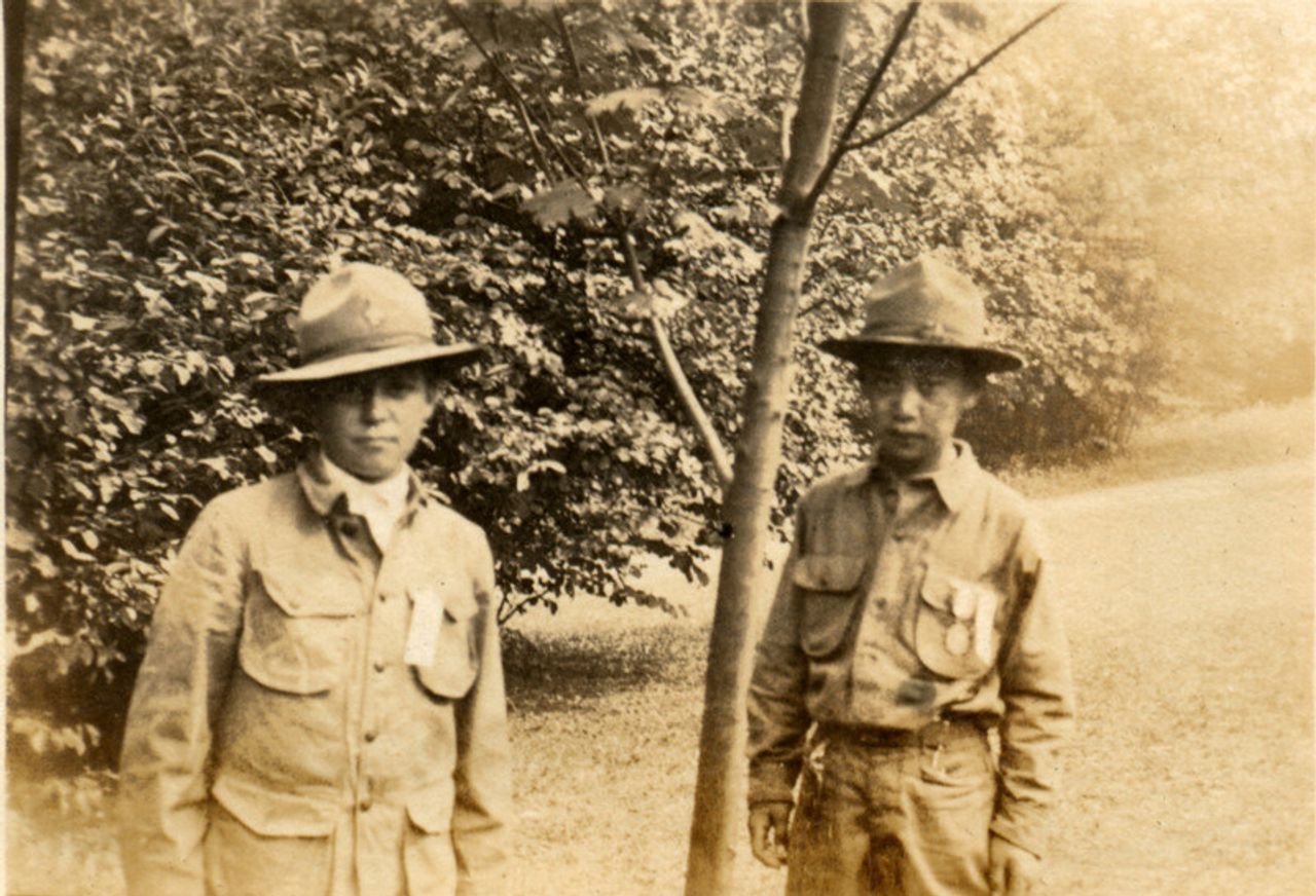 George Nakashima with a friend during his time as a Boy Scout. (Courtesy Nakashima Foundation for Peace © Ezra Stoller / Esto)
