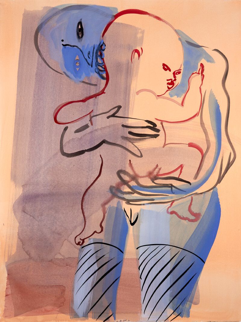 “Mother Tongue” (2019), watercolor and ink on paper. (Copyright ADAGP/Courtesy Camille Henrot and Hauser & Wirth)