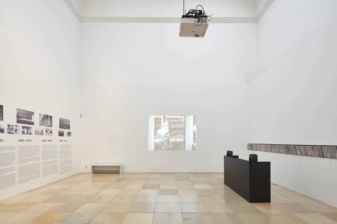 An installation of the record collection of Jesse Owens. (Courtesy of Theaster Gates Studio)