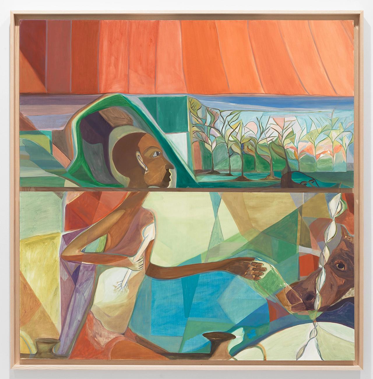 Figure with Trees and Horse Head (2011) by Ficre Ghebreyesus. (Courtesy the artist and Galerie Lelong & Co.)