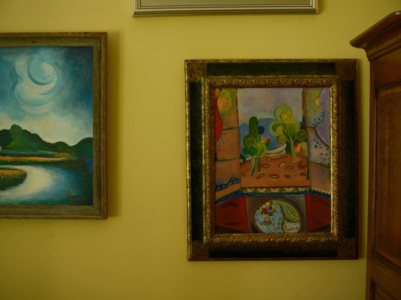 One of Pépin’s paintings at his home in Connecticut. (Photo: Matthew Harrington for The Slowdown)