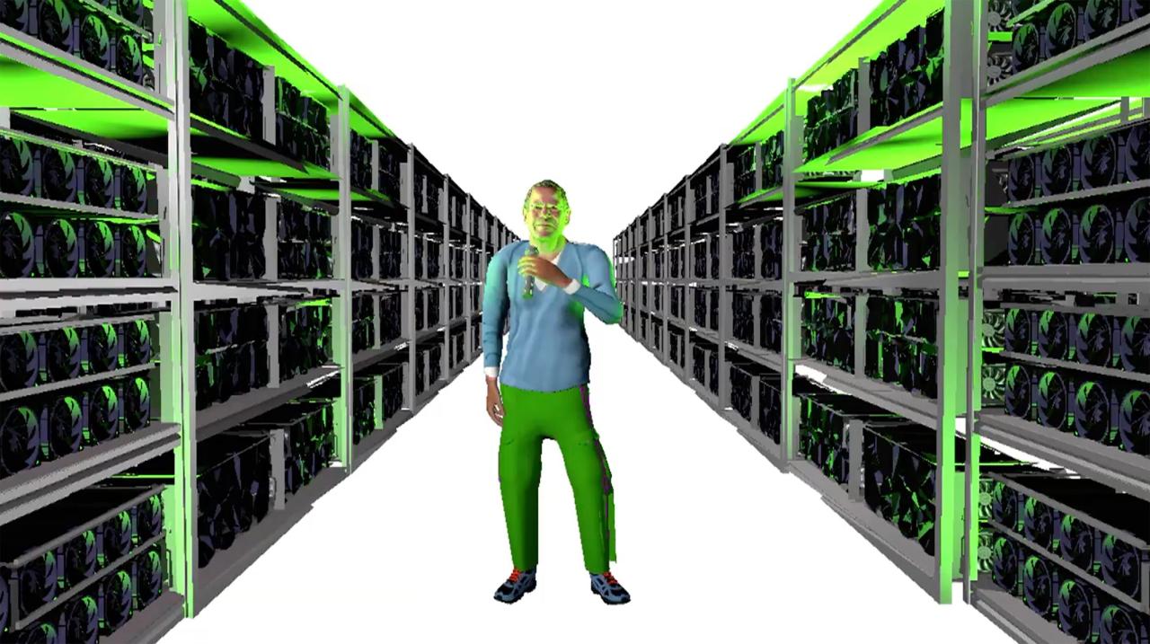 Still from Schachter’s music video “Money Money Money” (2021). (Courtesy Kenny Schachter)