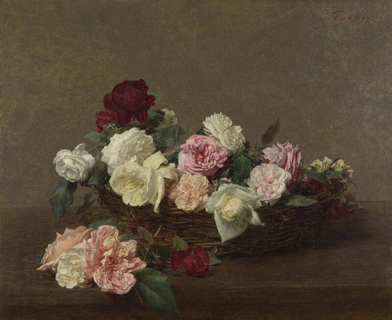 “A Basket of Roses” (1890) by Ignace-Henri-Théodore Fantin-Latour. (Courtesy The National Gallery)