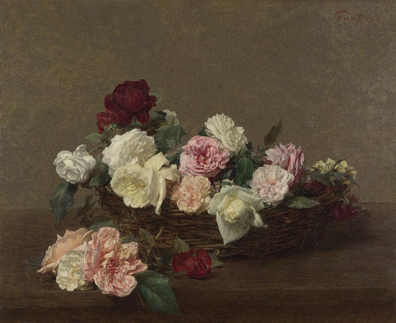 “A Basket of Roses” (1890) by Ignace-Henri-Théodore Fantin-Latour. (Courtesy The National Gallery)