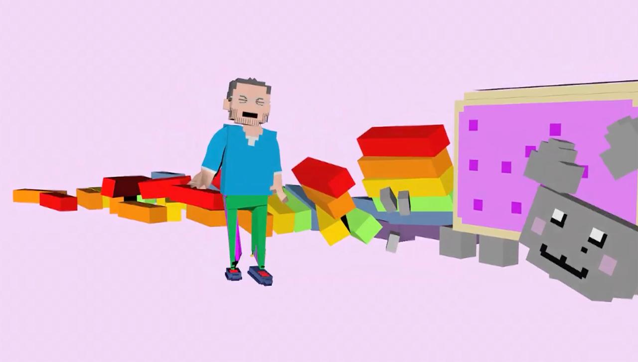 Still from Schachter’s music video “Money Money Money” (2021). (Courtesy Kenny Schachter)