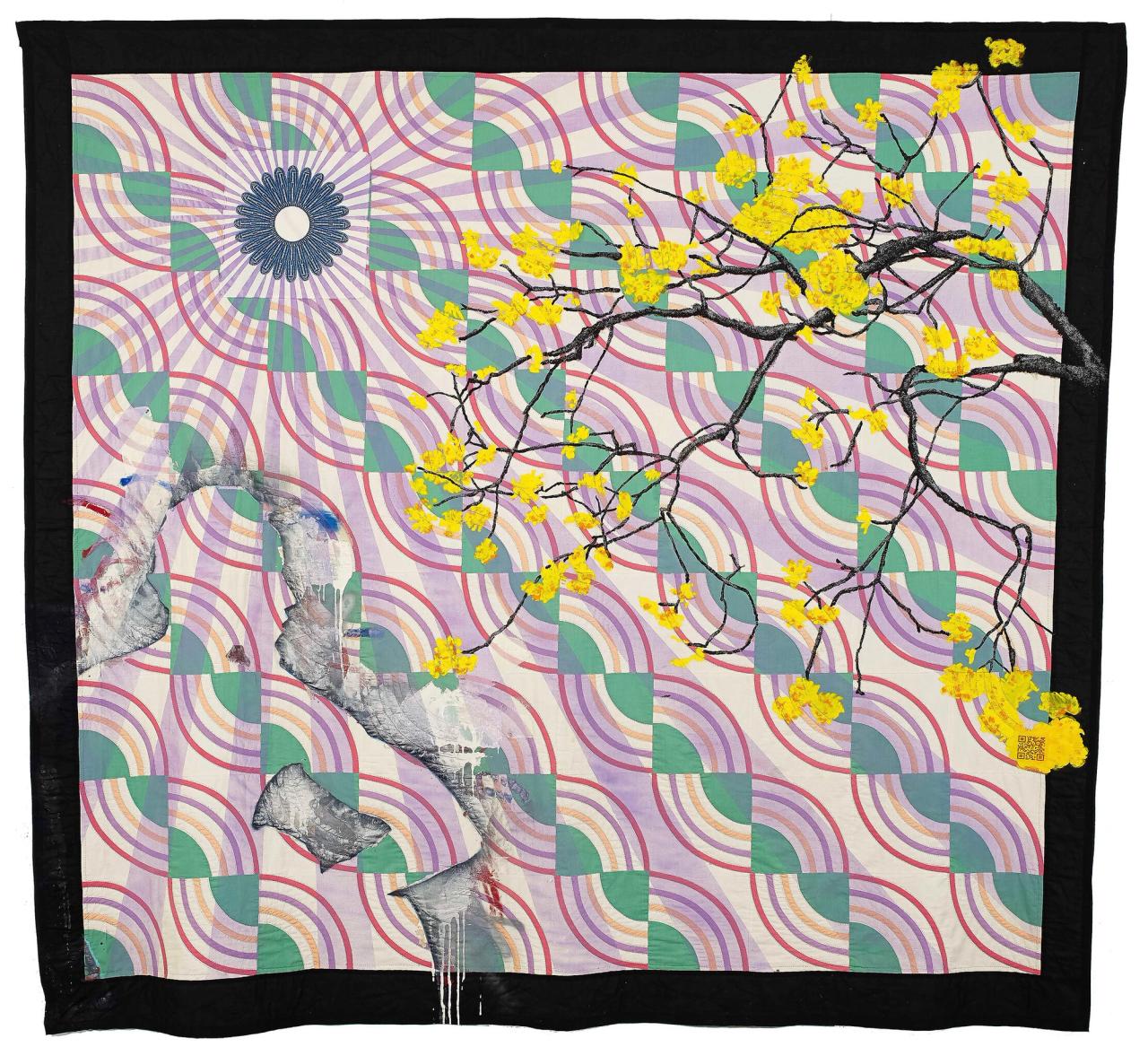 “Quilt 35 (Vex)” (2014), part of Biggers’s ongoing series of “Codex” quilts. (Courtesy the artist and Studio Sanford Biggers)