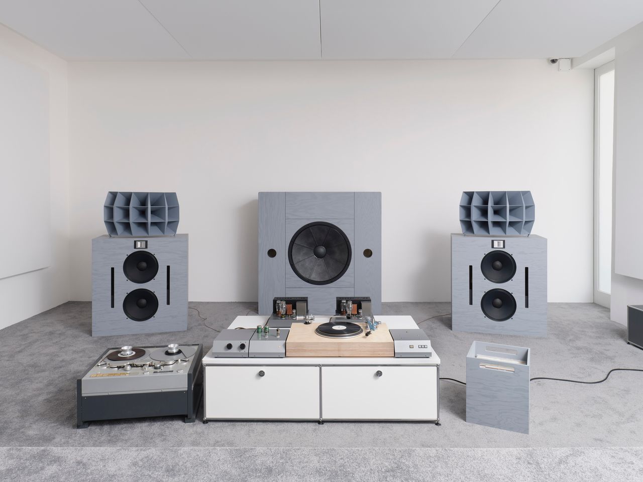 Installation view of Turnbull’s “HiFi Listening Room Dream No.1 and Other Works” shown at Lisson Gallery in London in August 2023. (Copyright Devon Turnbull/Courtesy Lisson Gallery)