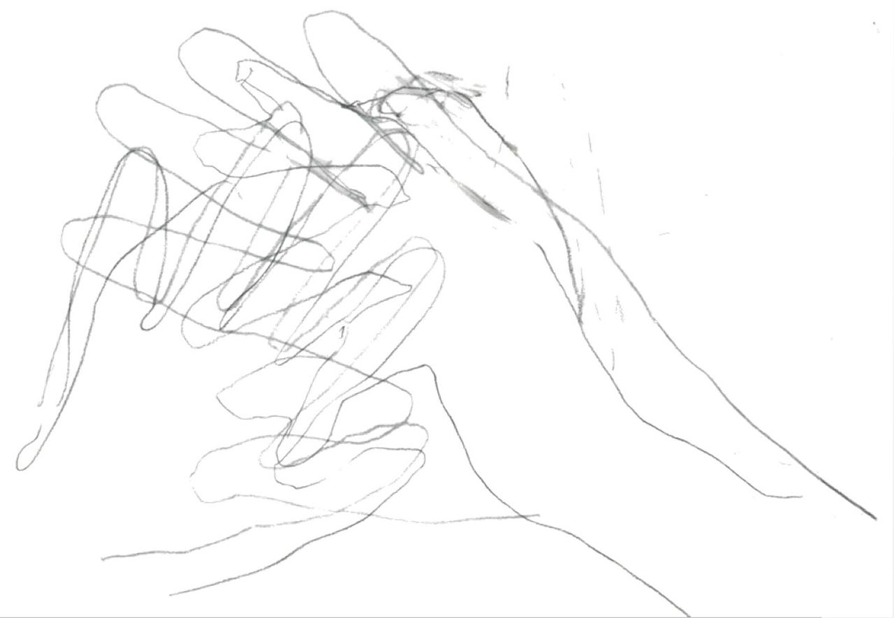 A sketch of outlines of hands