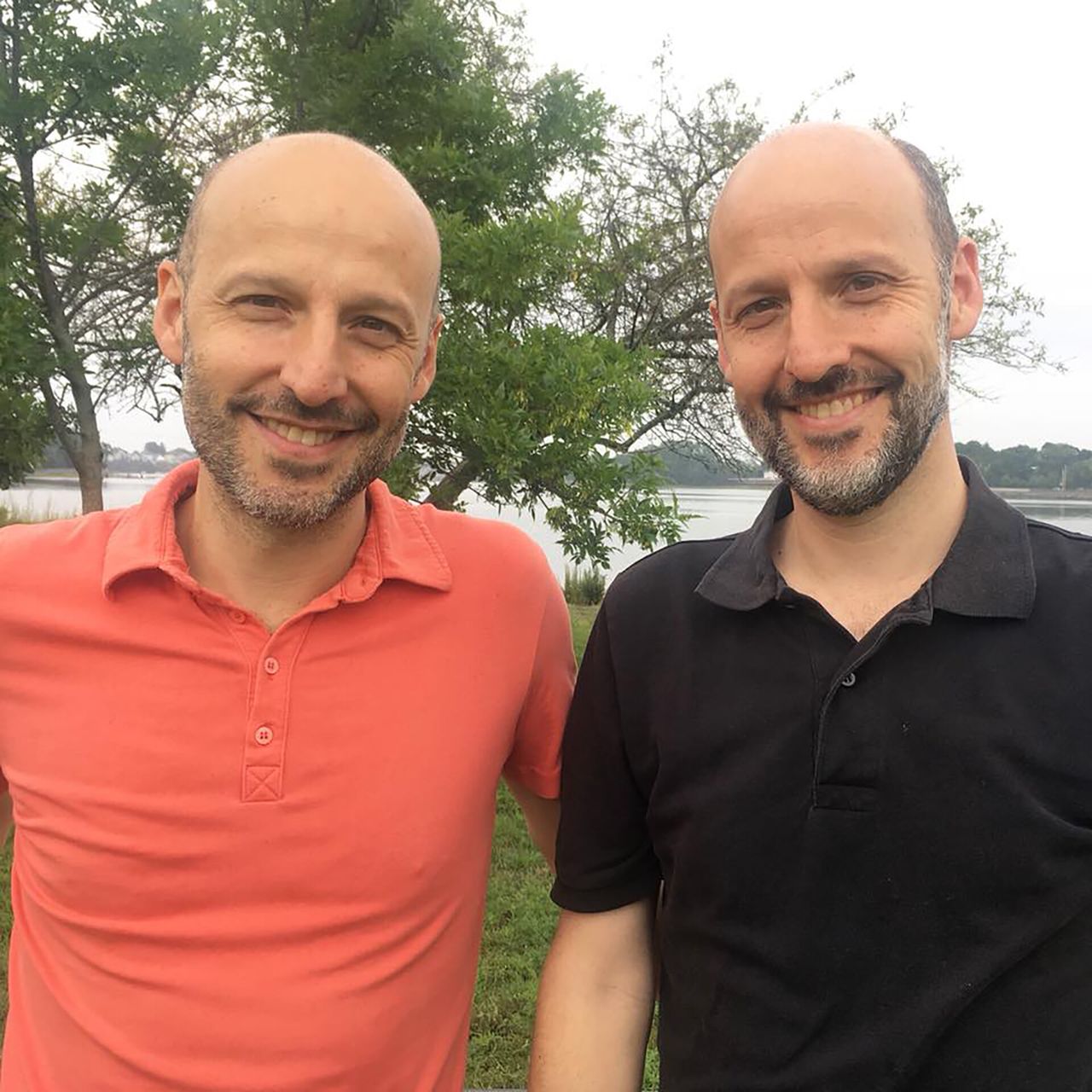 Adamson with his twin brother, Peter, as adults. (Courtesy Glenn Adamson)