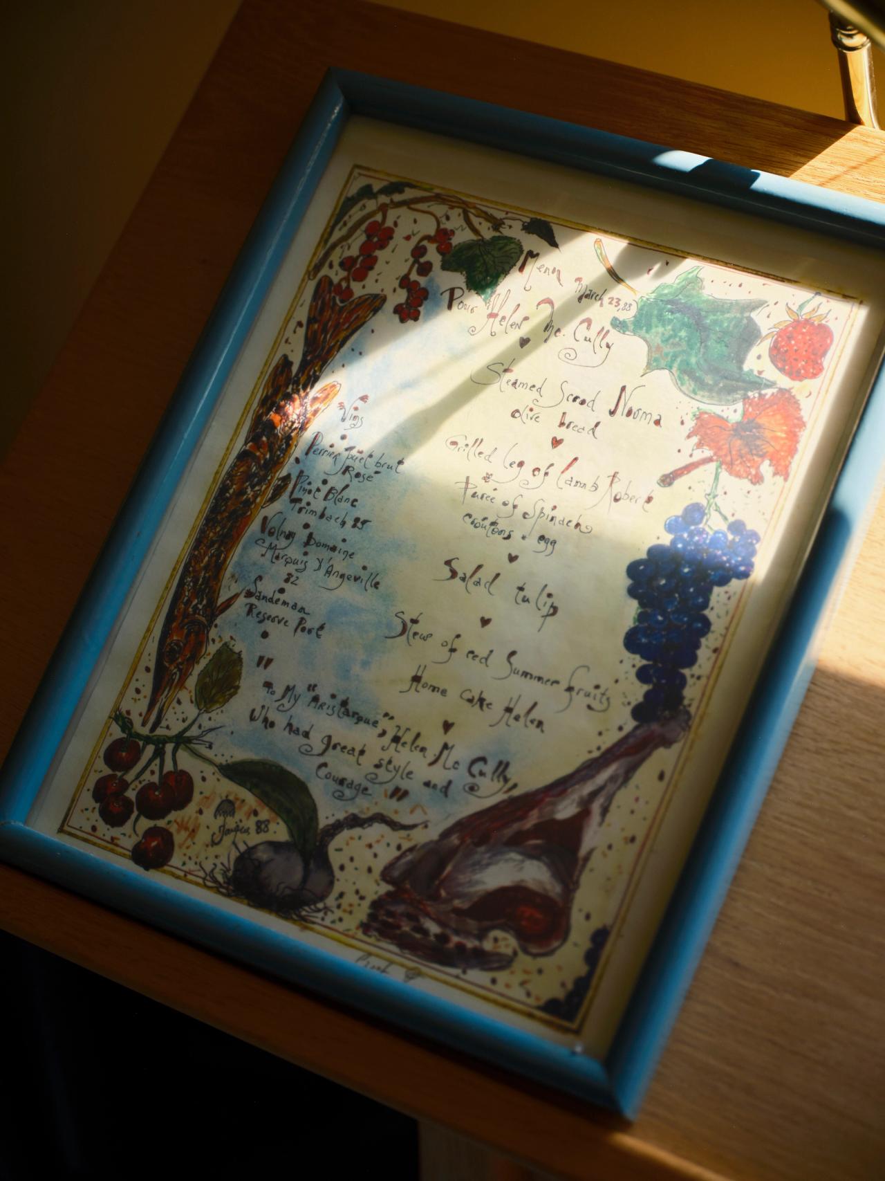 One of Pépin’s illustrated menus. (Photo: Matthew Harrington for The Slowdown)