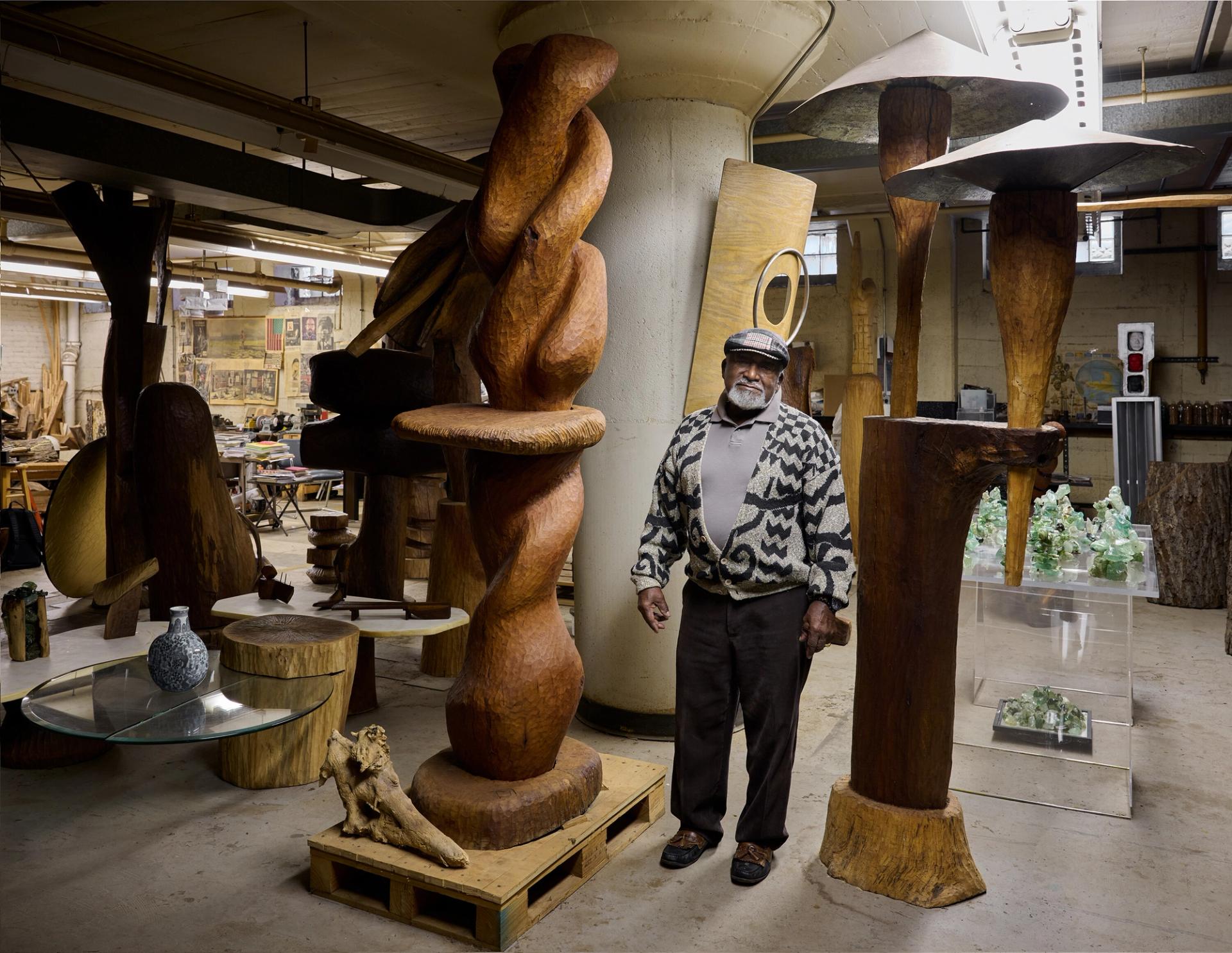Mosley in his studio. (Photo: Jason Schmidt. Courtesy the artist and Karma gallery)