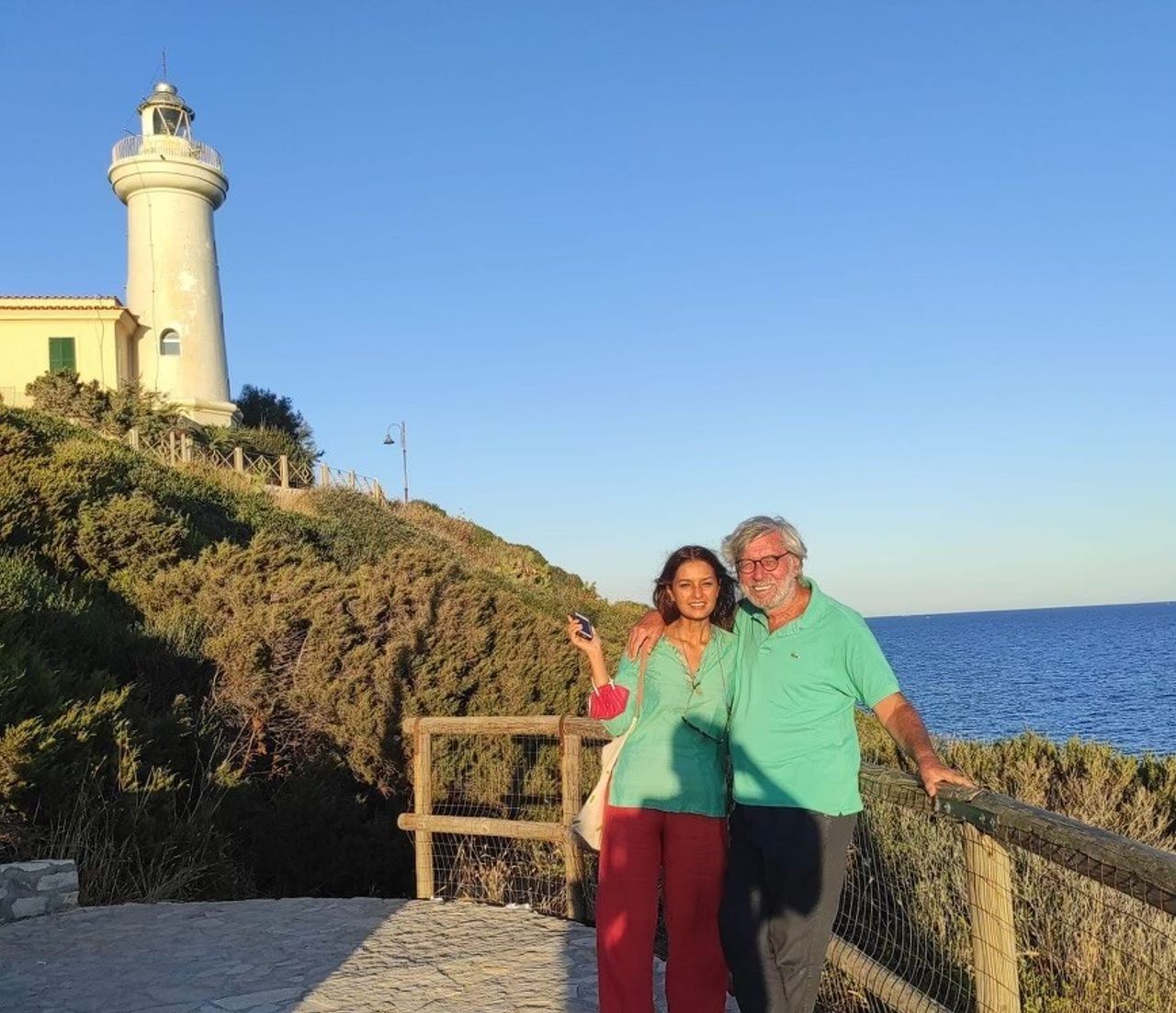 Lahiri and Starnone at the Parco Nazionale del Circeo in Italy. (Courtesy Jhumpa Lahiri)