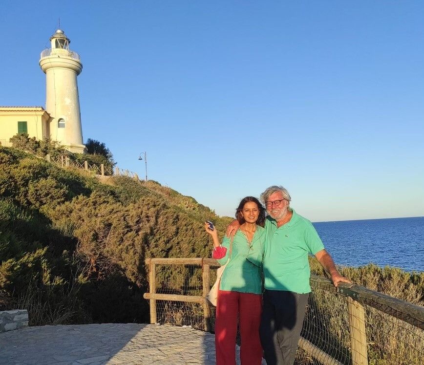 Lahiri and Starnone at the Parco Nazionale del Circeo in Italy. (Courtesy Jhumpa Lahiri)