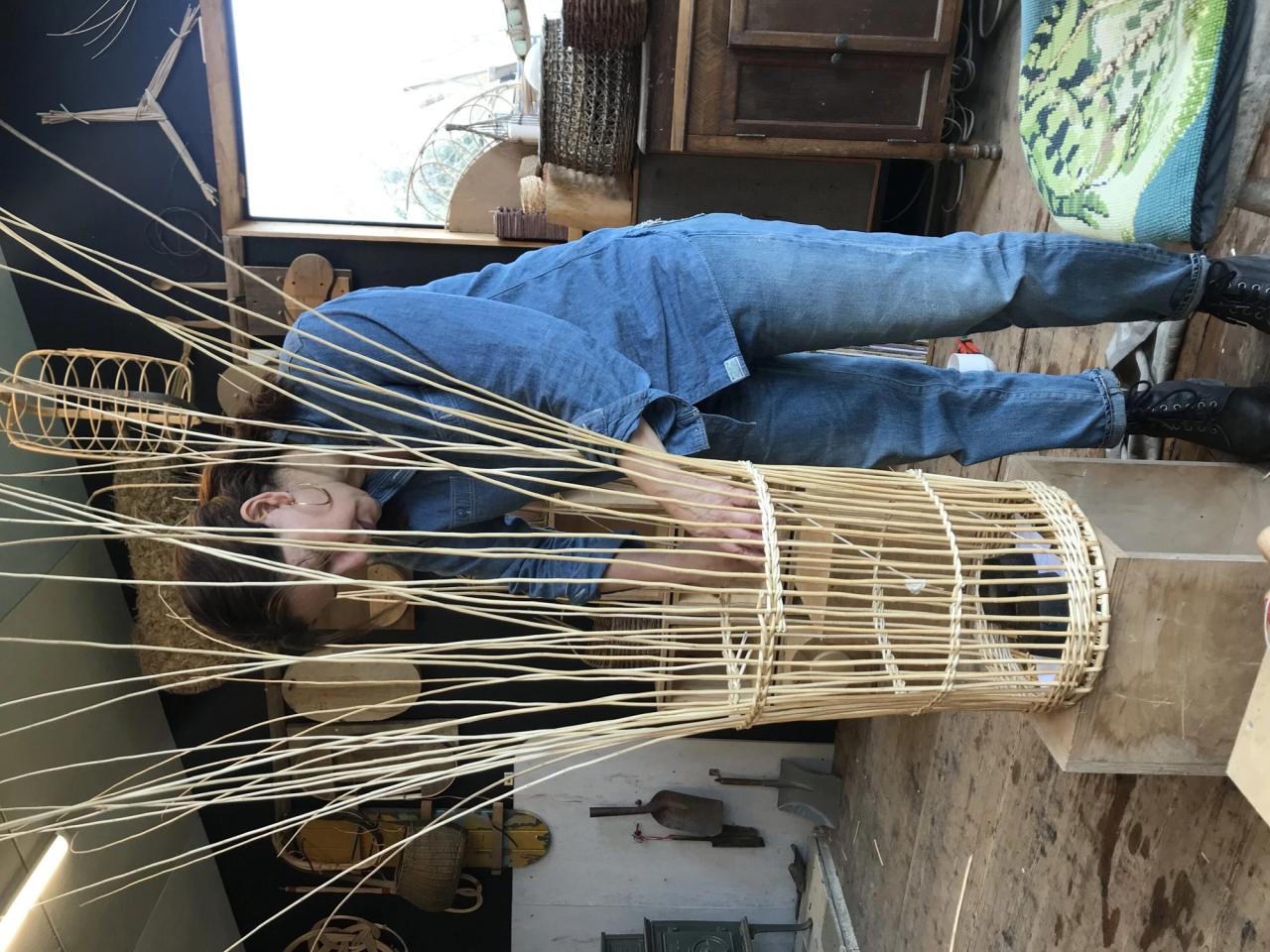 Needleman weaving a basket. (Courtesy Deborah Needleman)