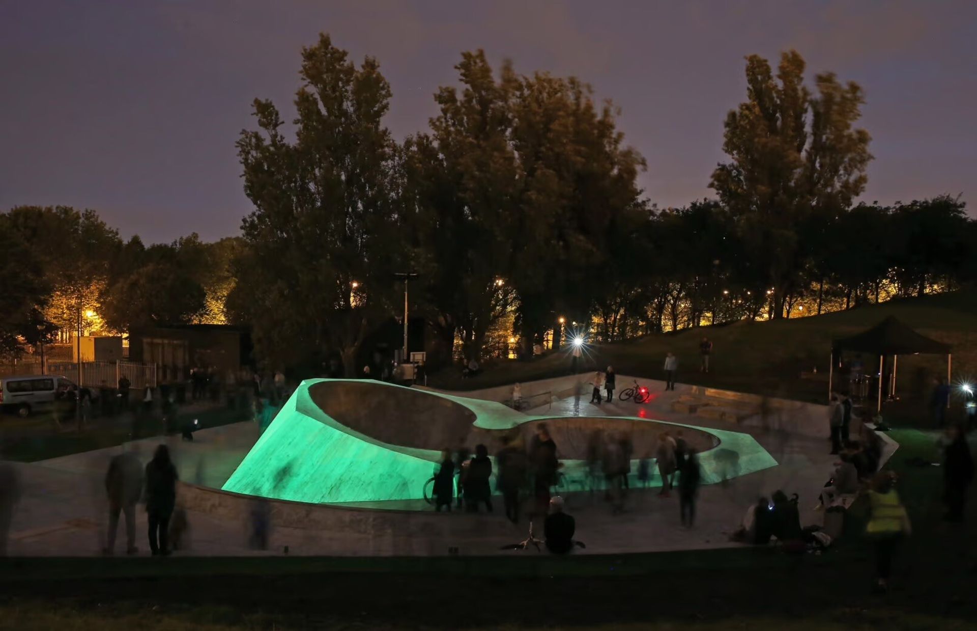 Koo Jeong A x Wheelscape’s public skateboard-park sculpture “Everton” (2015) in Liverpool, England. (Photo: Gareth Jones)