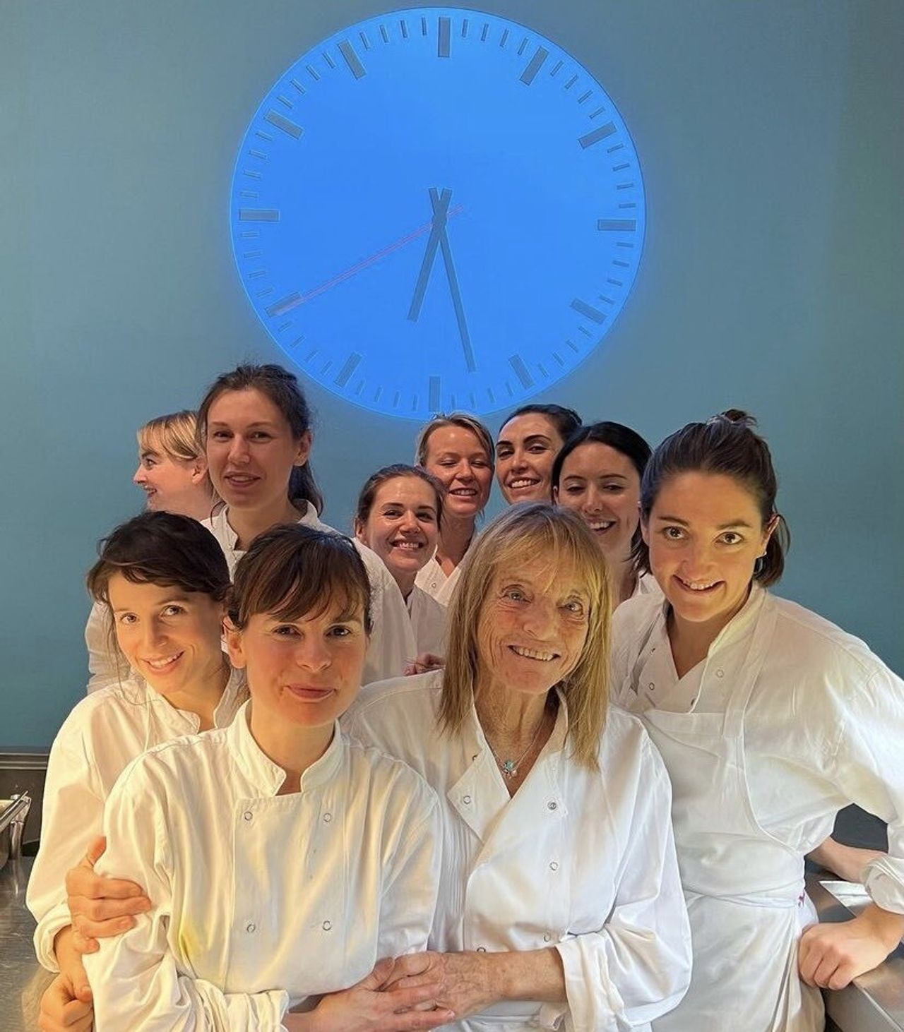 Rogers with some of the cooks at the River Cafe. (Courtesy Ruthie Rogers)