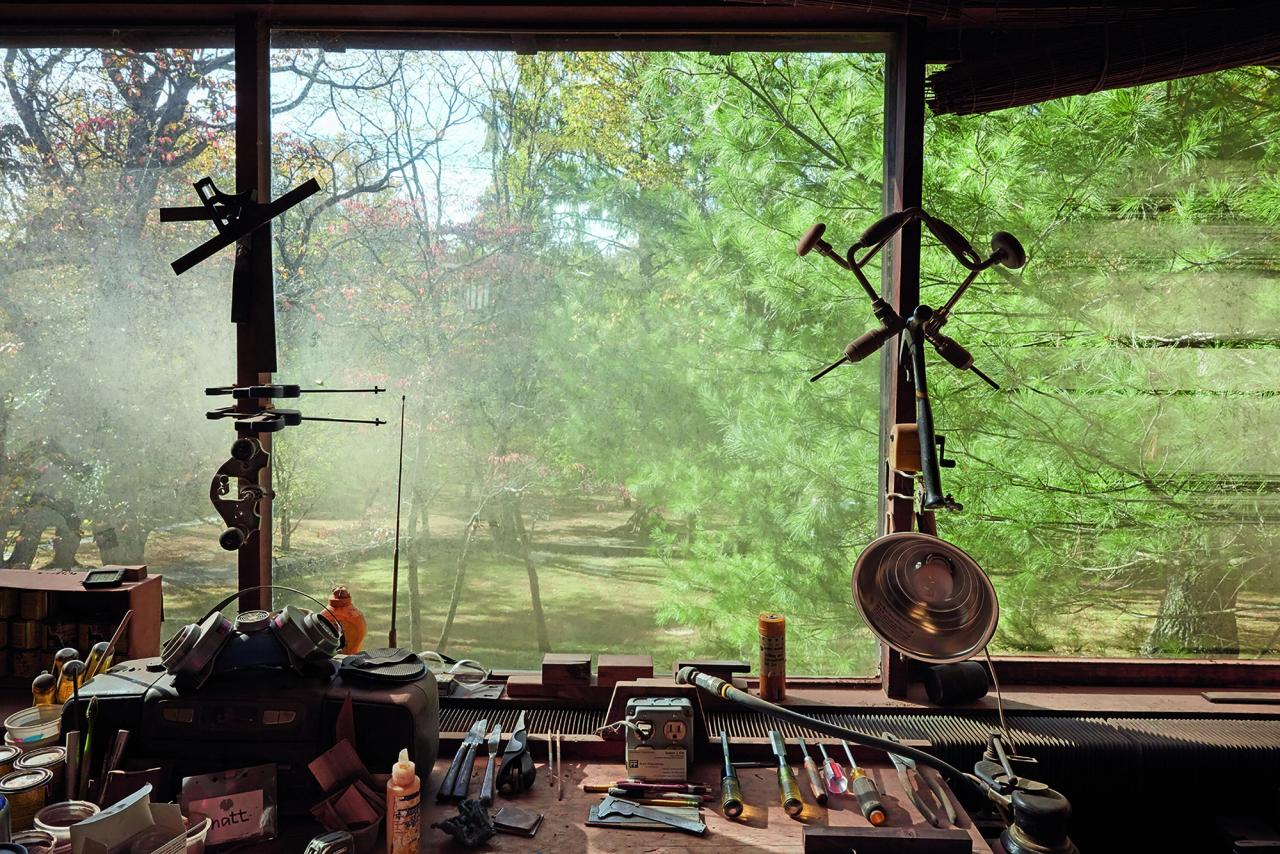 Interior view of the studio at the George Nakashima Woodworkers complex in New Hope, Pennsylvania. (Photo: Martien Mulder. Courtesy George Nakashima Woodworkers)