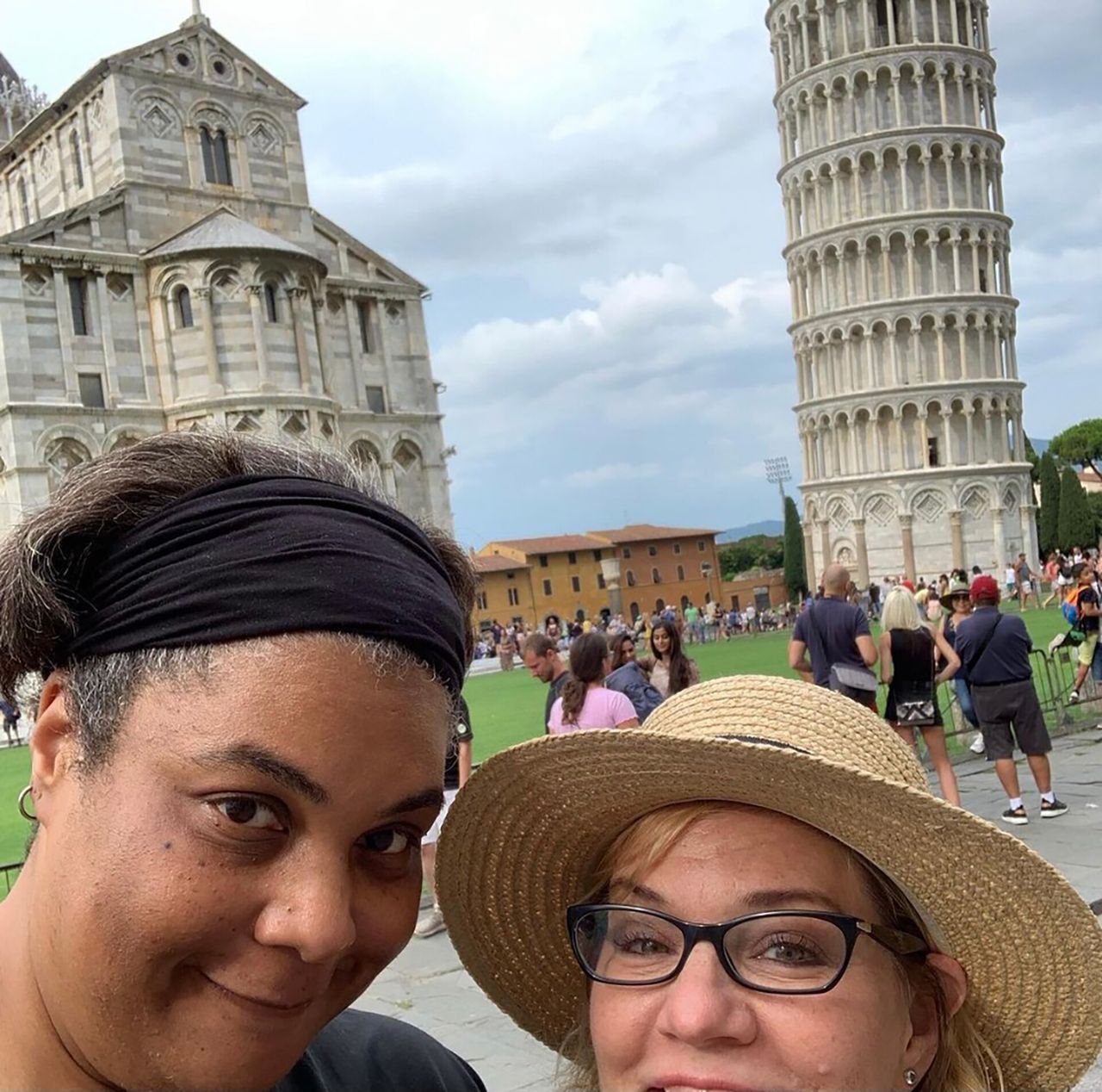 Millman and Gay at the Leaning Tower of Pisa. (Courtesy Debbie Millman)