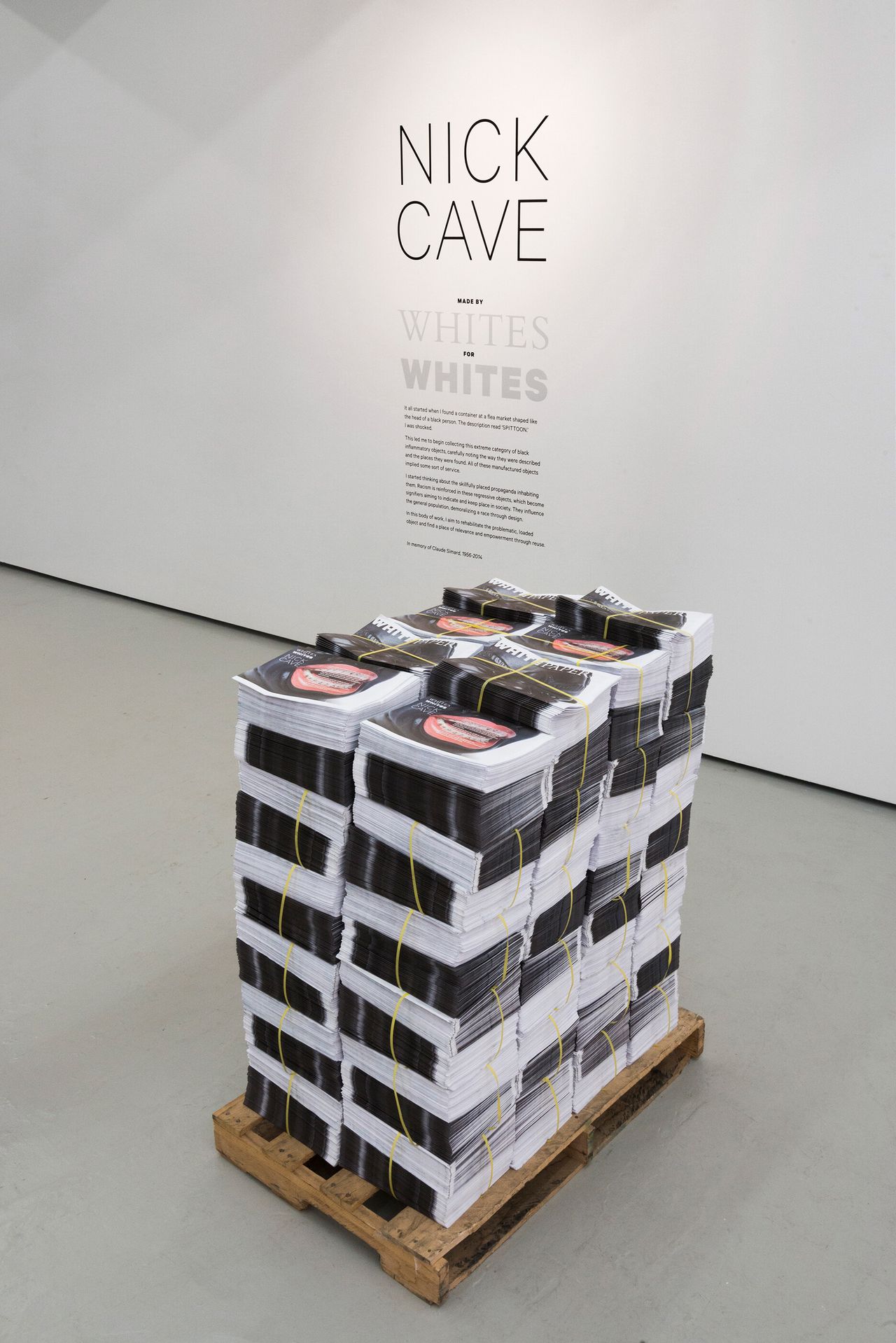 Installation view of Cave’s 2014 “Made by Whites for Whites” exhibition at Jack Shainman Gallery in New York. (Photo: James Prinz. Courtesy Jack Shainman Gallery)