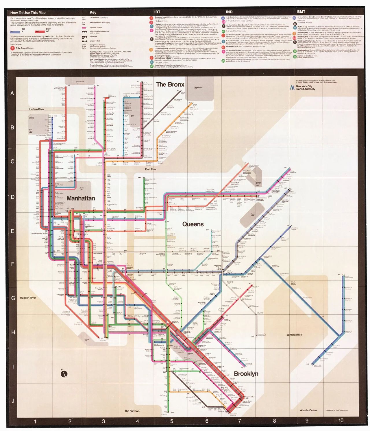 The New York City subway map designed by Vignelli Associates in 1972. (Courtesy the Metropolitan Transportation Authority)