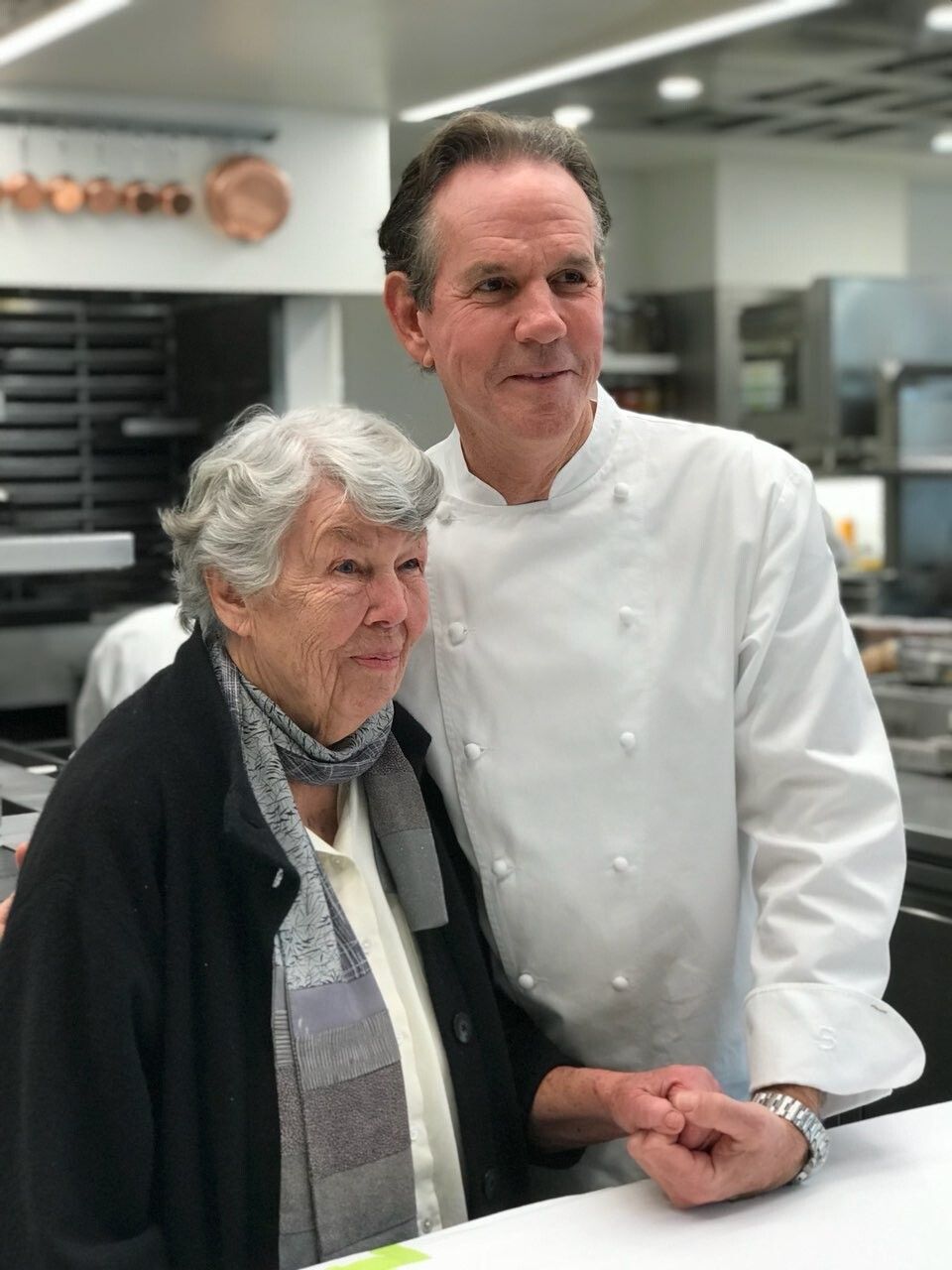 Keller (right) with Sally Schmitt, who helped launch California's farm-to-table movement and was the original chef and co-founder of The French Laundry. (Courtesy Thomas Keller)
