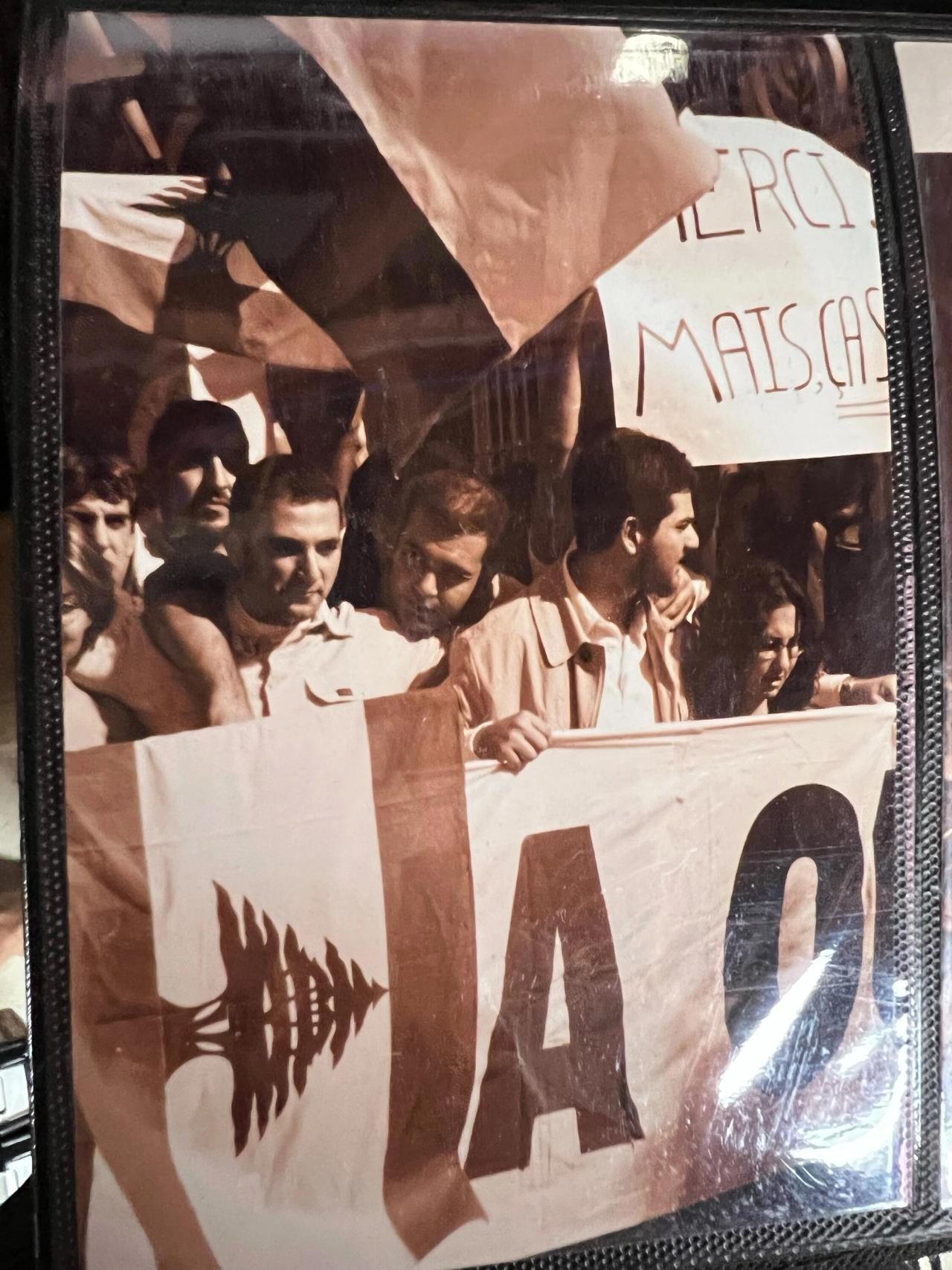 A photograph Semaan took, circa 1998, at a protest against the Syrian occupation of Lebanon. (Courtey Céline Semaan)