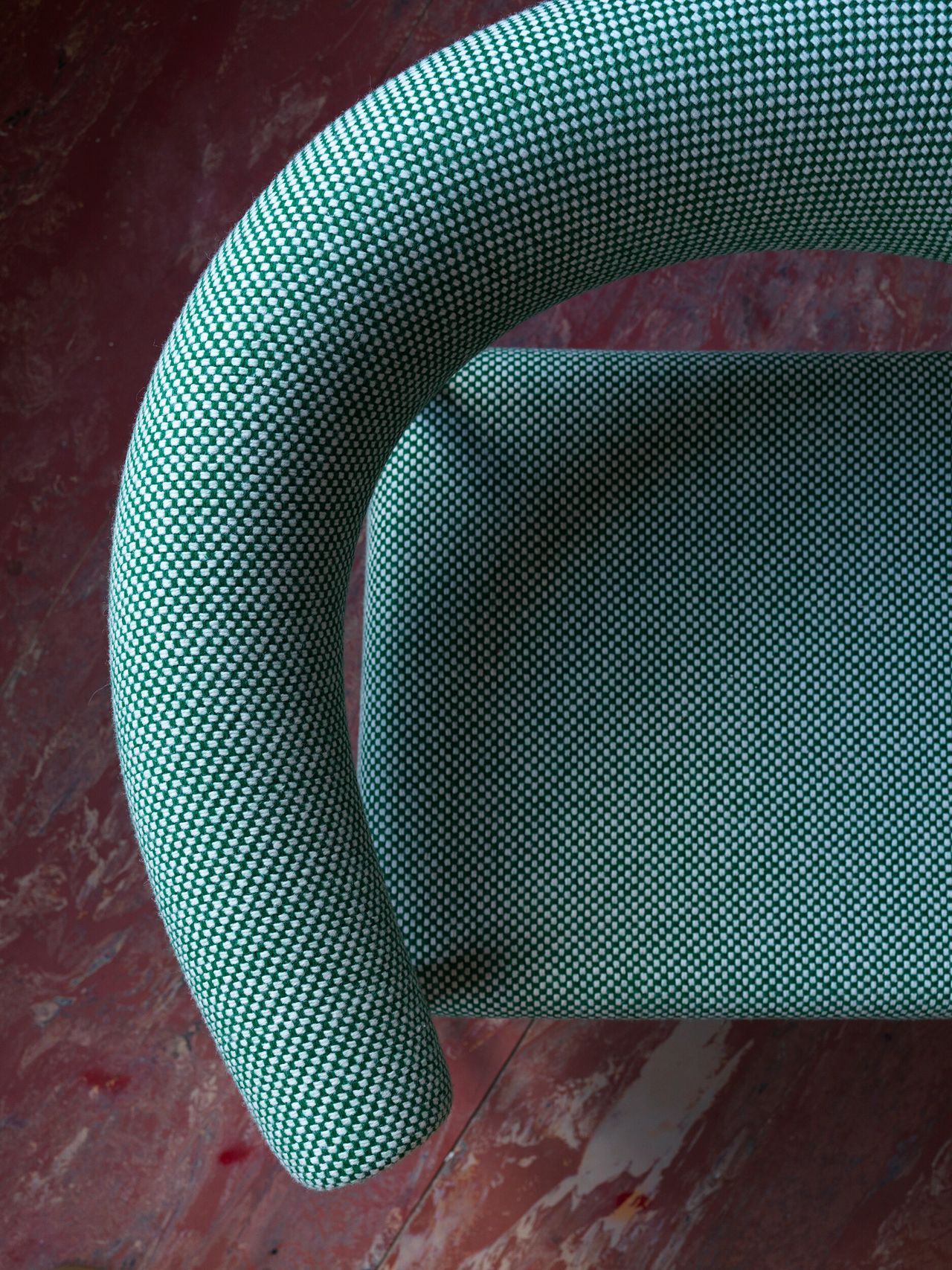 A chair upholstered in the Sisu textile designed by Nanna Ditzel and curated by Danh Vo. (Courtesy Kvadrat)