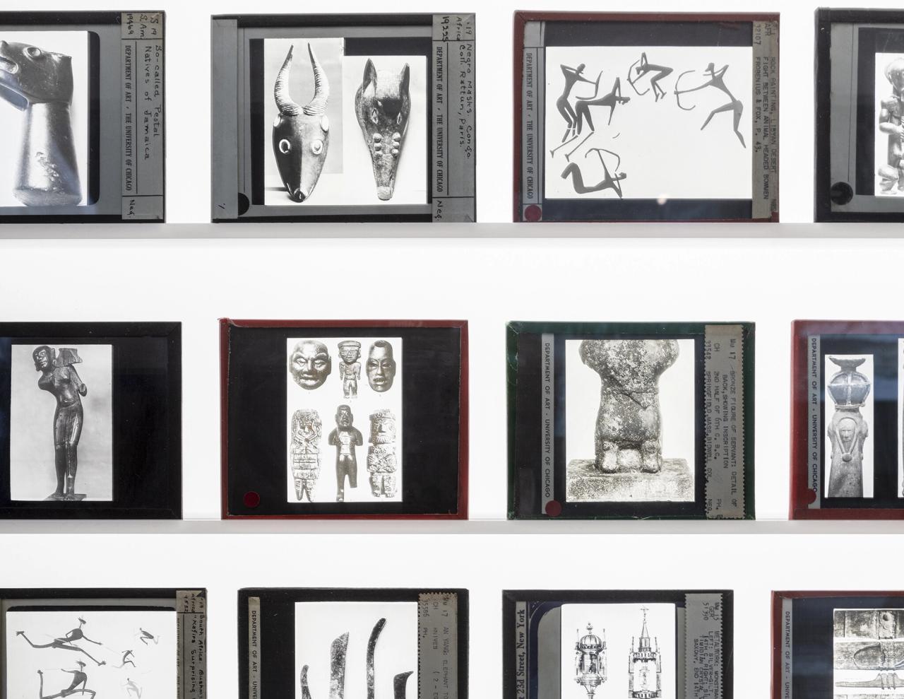 Glass lantern slides acquired from the University of Chicago's art history department. (Photo: Sara Pooley/Courtesy Theaster Gates and Rebuild Foundation)