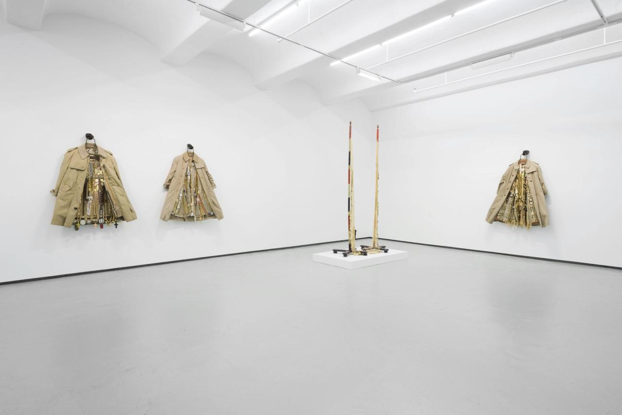 Installation view of Cave’s 2014 “Made by Whites for Whites” exhibition at Jack Shainman Gallery in New York. (Photo: James Prinz. Courtesy Jack Shainman Gallery)