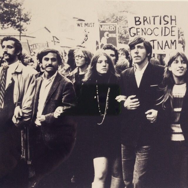 Rogers (center) at a 1968 protest against the Vietnam War. (Courtesy Ruthie Rogers)
