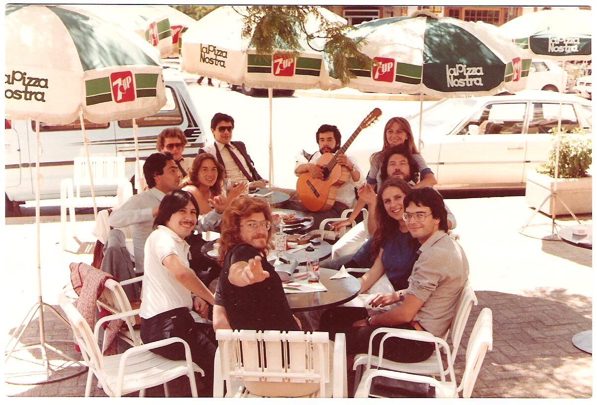 Jaar (front, center) with other architecture students at the University of Chile in 1981. (© Alfredo Jaar, Courtesy Galerie Lelong & Co. and the artist, New York)