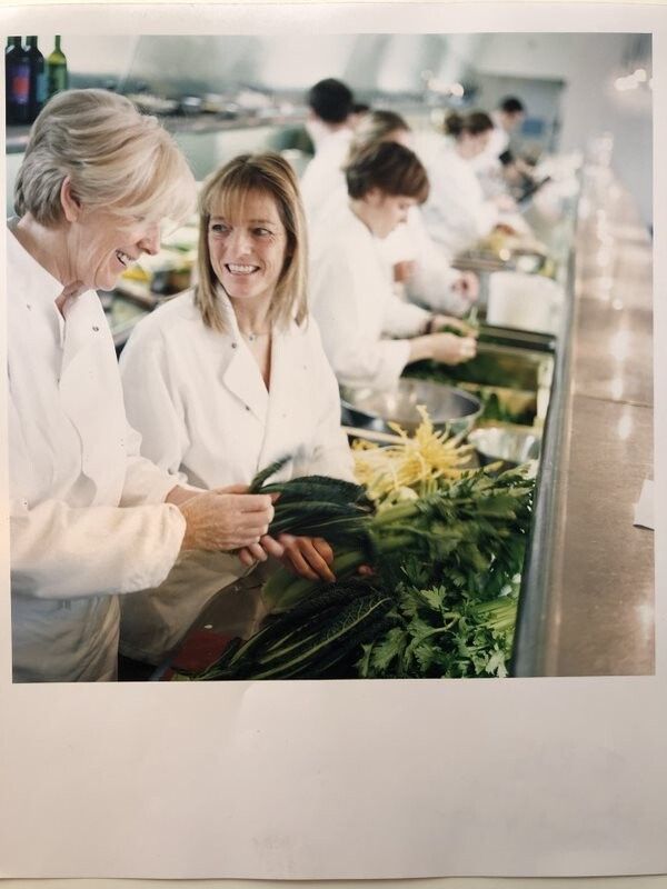 Rogers (center) with Gray (left) in the River Cafe kitchen. (Courtesy The River Cafe)