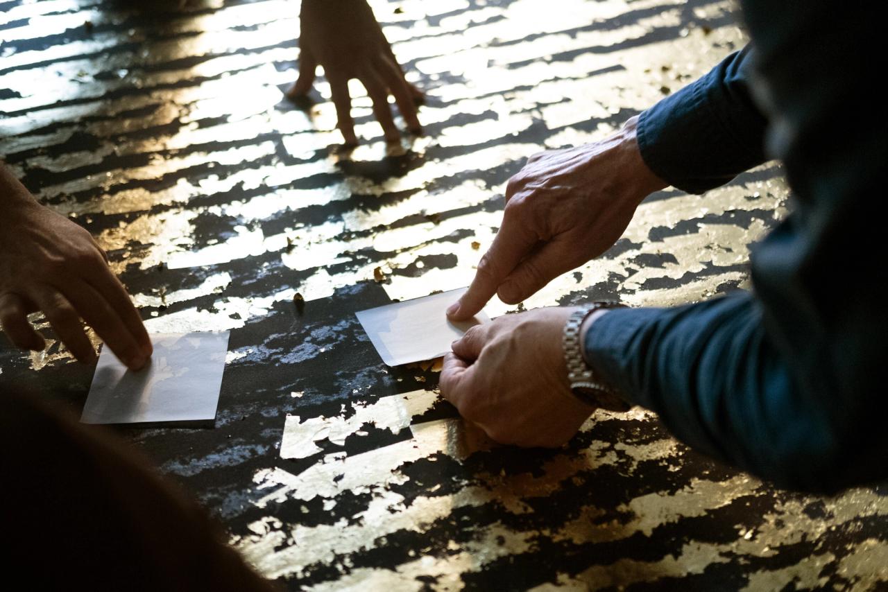 The process of making Nares’s series Monuments. (Courtesy Kasmin Gallery)