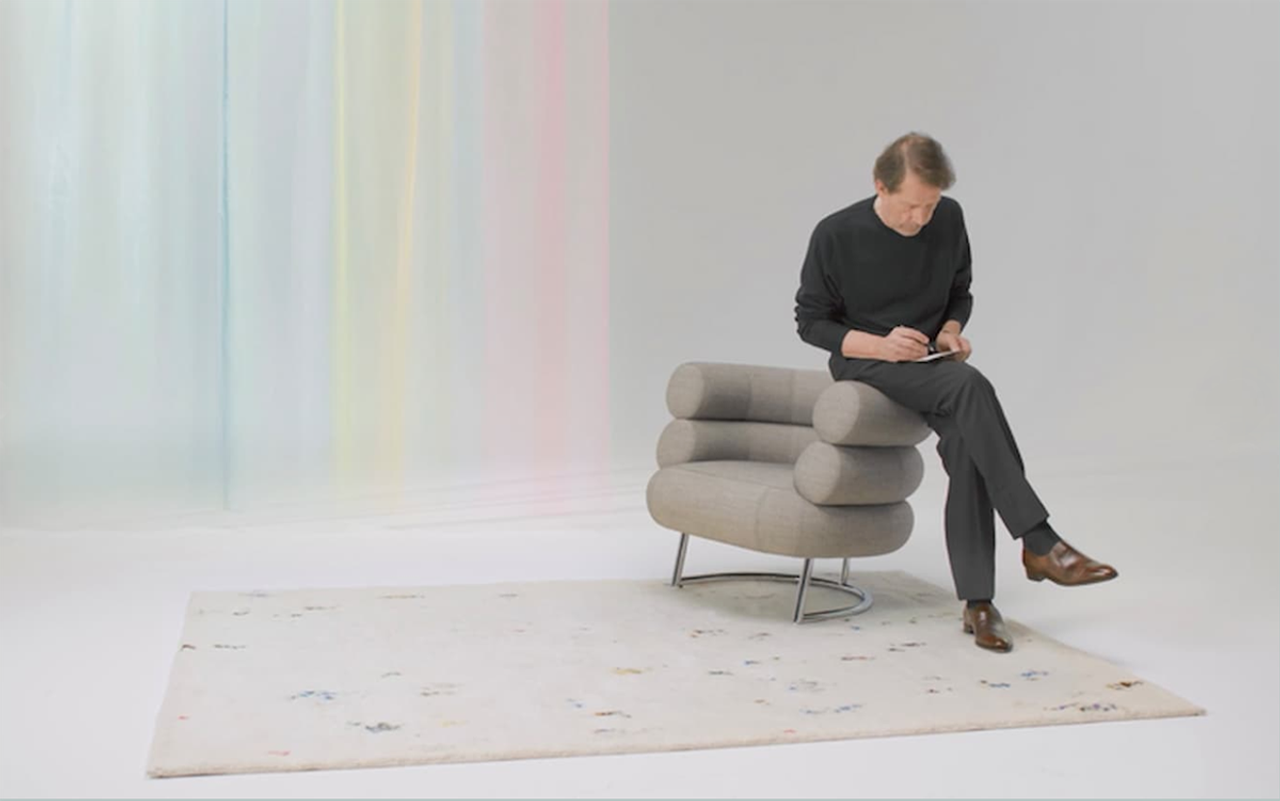 Saville with a curtain, rug, and chair upholstery from his Technicolour collection with Kvadrat. (Courtesy Kvadrat)