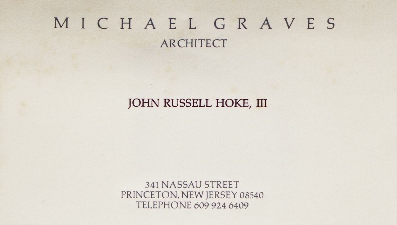 Hoke’s business card while working for Michael Graves. (Courtesy John Hoke)