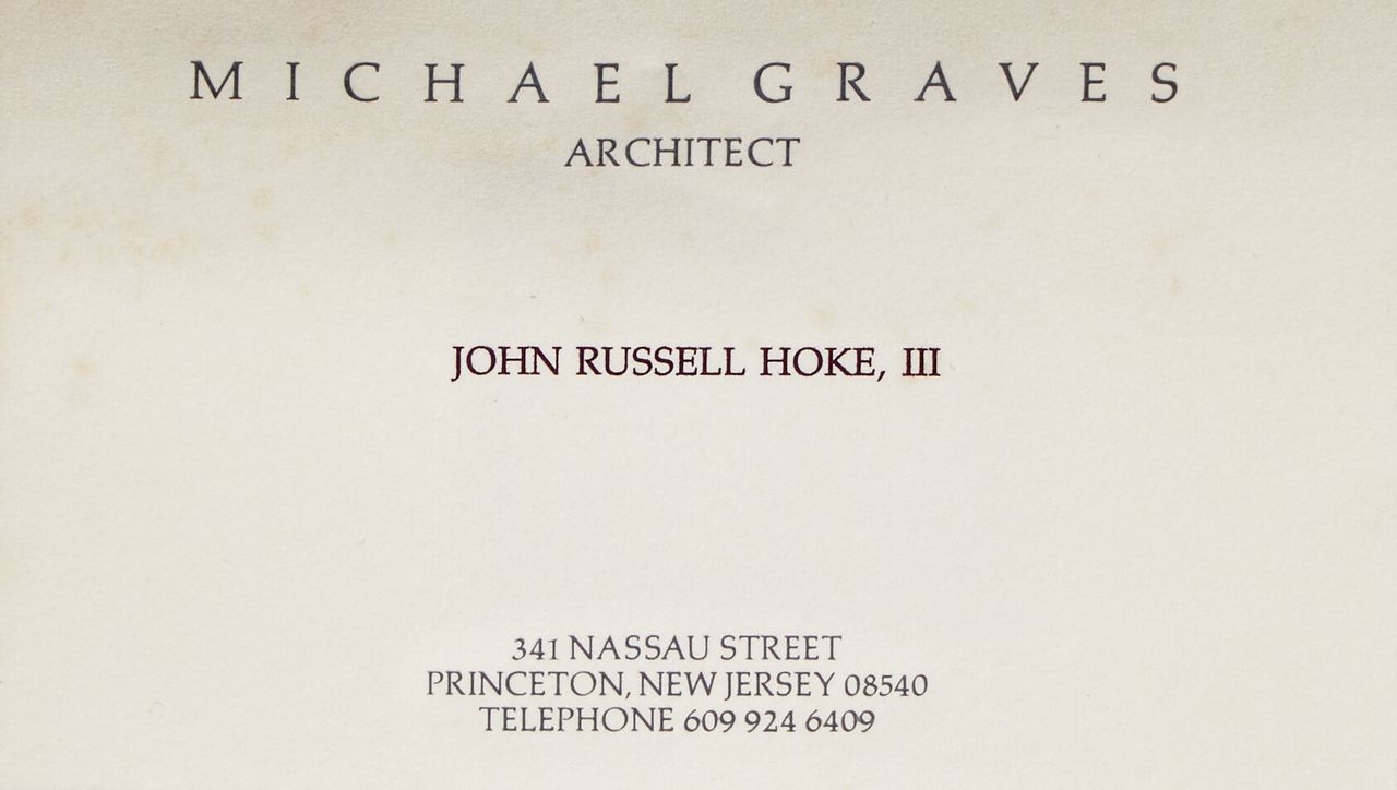Hoke’s business card while working for Michael Graves. (Courtesy John Hoke)