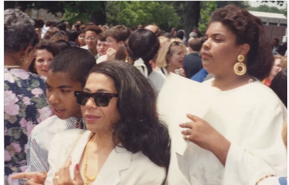 Gay (right) with her mother (center) and her brother Joel (left) at her high school graduation. (Courtesy Roxane Gay)