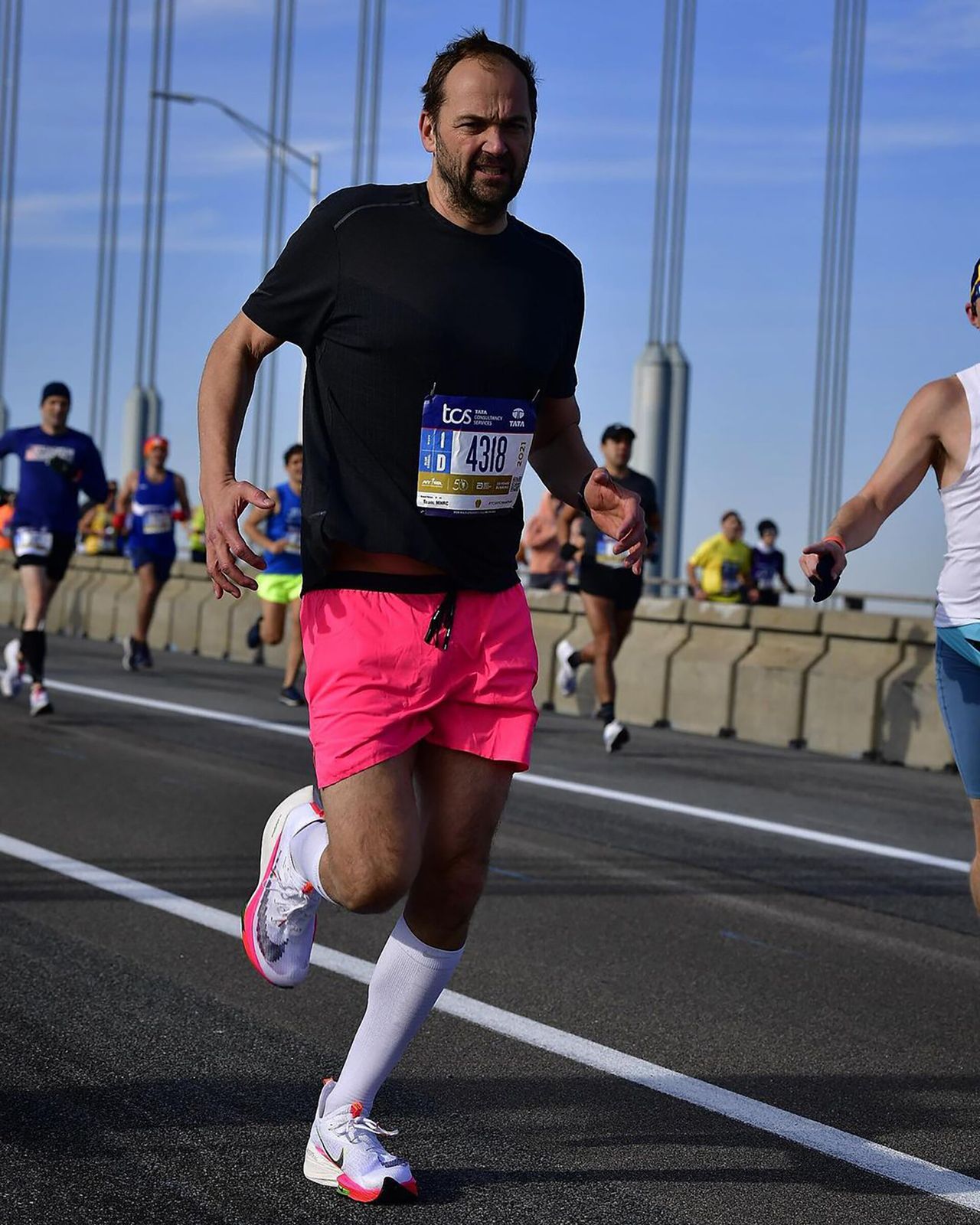 Humm running in the 2021 New York City marathon. (Courtesy Daniel Humm)