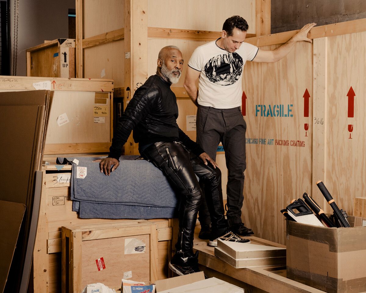 Cave (left) with his partner, Bob Faust (right). (Photo: Whitten Sabbatini. Courtesy Jack Shainman Gallery)