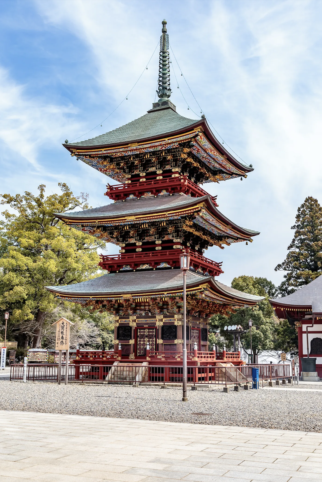The three-storied Pagoda at Naritasan Shinshoji Temple in Narita, Japan, built in 1712. (Courtesy Dave Hansche)