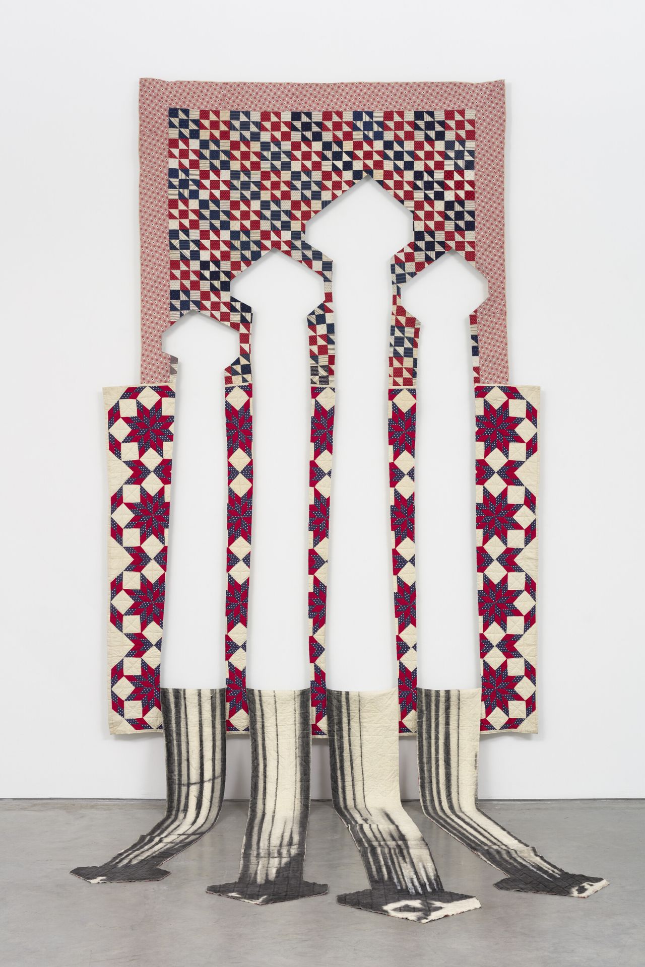 “whence wince” (2020), part of Biggers’s ongoing series of “Codex” quilts. (Courtesy the artist and Studio Sanford Biggers)