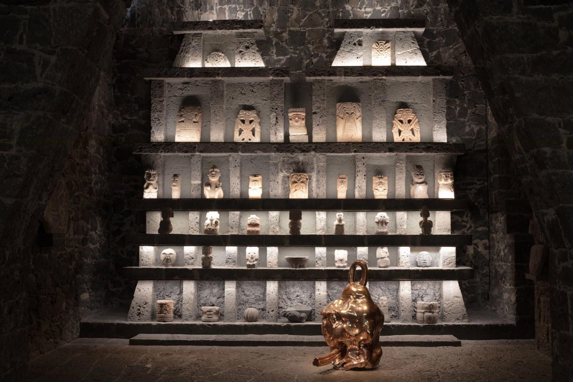 An exhibition view of Alma Allen’s “Nunca Solo” at Museo Anahuacalli in Mexico City’s Coyoacán neighborhood in 2023. (Photographer: Alejandro Ramirez Orozco)