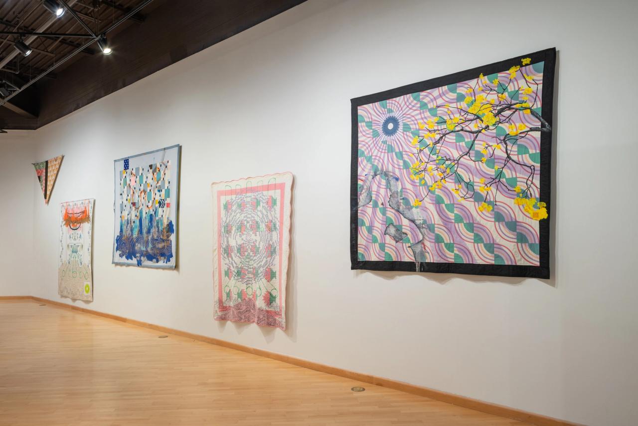 Installation view of “Sanford Biggers: Codeswitch” (2021) at the California African American Museum. (Photo: Elon Schoenholz. Courtesy CAAM)
