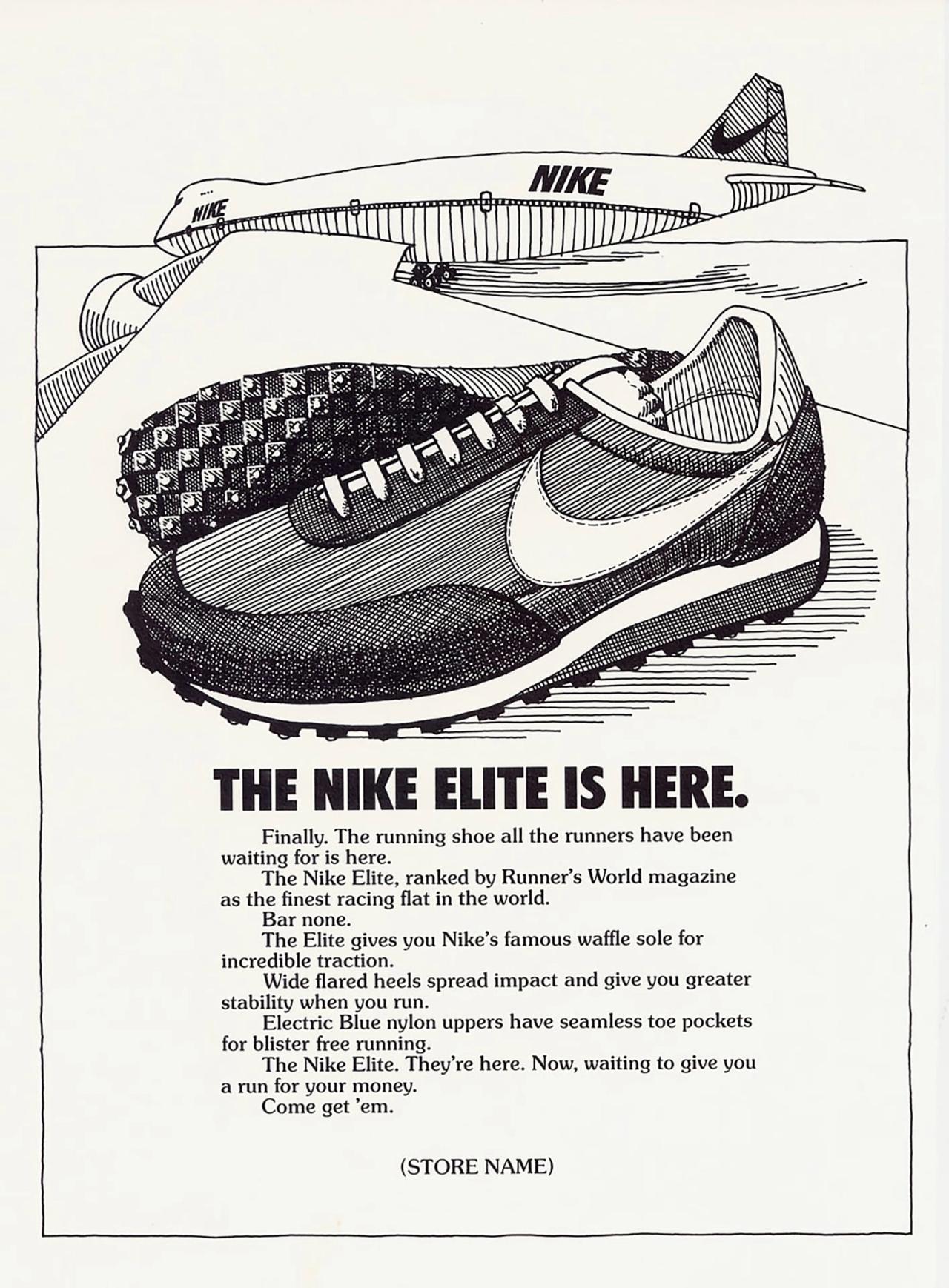 A 1980 print ad for the Nike Elite running shoe. (Courtesy Nike)